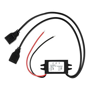 【送料無料】変換 usbポート 増設 車 12v usb USB電源アダプタ デュアル モジュール 降圧レギュレータ カーコンバータ 黒