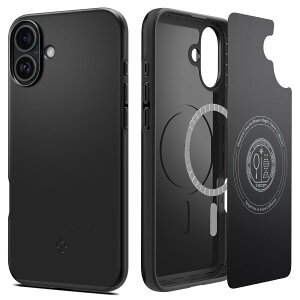 【送料無料】Spigen 【創業18年の技術力】iPhone 16 ケース MagSafe対応 耐衝撃 薄型 軽量 マット 米軍MIL規格 シン・フィット・マグフィット ACS08186 (ブラック)