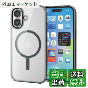 �y���������z�G���R�� iPhone 16 �P�[�X �N���A �}�O�l�b�g MAGKEEP �n�C�u���b�h �t���[���t�� ���C�����X�[�d�Ή� 4�p�G�A�[�N�b�V���� �`���R�[���O���[ PM-A24AMAG03GY