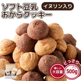 イヌリン 入り ソフト豆乳おからクッキー 500g 2種 チョコ オレンジ イヌリン 菊芋 焼菓子 洋菓子 おやつ 大容量 お徳用 食物繊維 スイーツ デザート 間食 お菓子 満腹感 置き換え 豆乳 おから 国内製造 業務用 送料無料