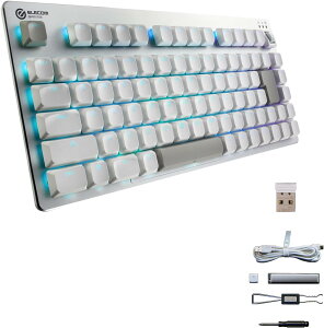 �G���R�� �Q�[�~���O�L�[�{�[�h V custom VK520 ���[�v�� Bluetooth 2.4Ghz���� �L�� ���E�� ���J�j�J�� 75���T�C�Y �z���C�g TK-VK520LLWH
