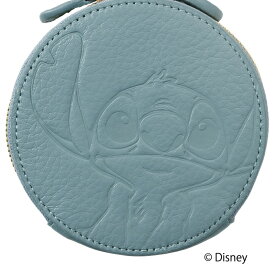 【お買い物マラソンP最大4倍!】 Disney リロ＆スティッチ オスマシ デザイン レザー スティッチ 牛革 本革 ラウンドポーチ ポーチ コスメポーチ コインケース チャーム キーホルダー バレンタイン ギフト