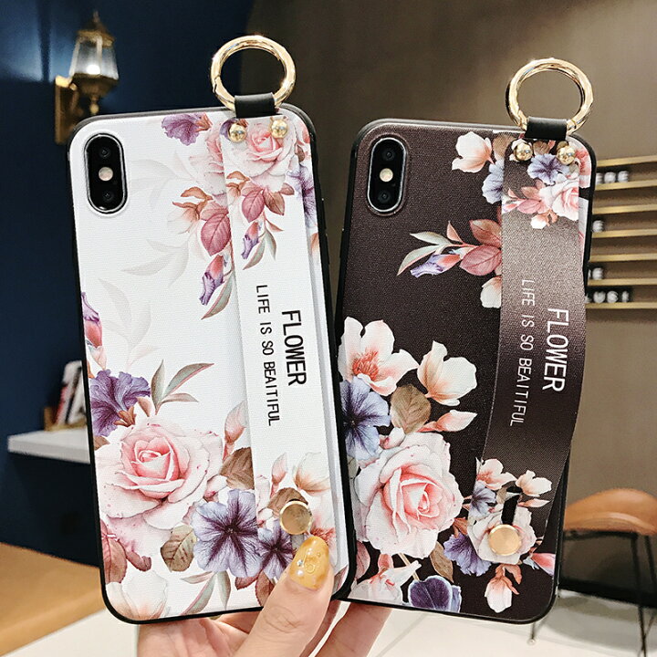 楽天市場 Iphone ケース フラワー 花柄 リストストラップ おもしろ リングベルト ケース スタンド機能 6 6s 7 8 Se Plus X Xs Max Xr 11 12 Pro Max 耐衝撃 スマホケース 韓国 アイフォン カバー 軽量 おしゃれ かわいい ペア