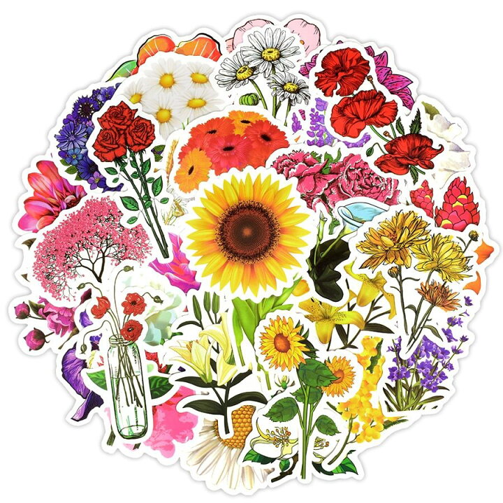 楽天市場 花 フラワー ステッカー 50枚セット ラベルステッカー ブランド おしゃれ デコ キャラクター おもしろ かわいい 防水 パソコン スマホ ハワイ 自転車 バイク スーツケース ヘルメット 大量 手帳 面白い 詰め合わせ 誕生日 記念日 Select ギフト プレゼント など