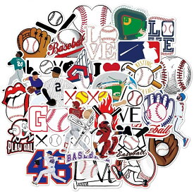【7月限定！抽選で2人に1人最大100％ポイントバック！※要エントリー】 送料無料 野球 ベースボール ステッカー ヴィンテージシール 50枚セット スーツケース トランク キャリーケース バイク 自転車 車 猫 パソコン スマ