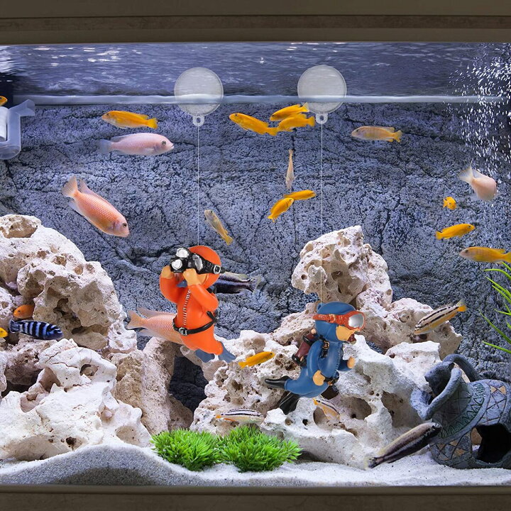 楽天市場】送料無料 アクアリウム 水槽 オブジェ ダイバー 飾り 2点 