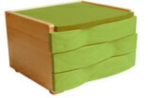 天然木アクセサリーケース 〔ドレッサー〕 グリーン (ジュエリーケース3段・鏡つき) プレゼント