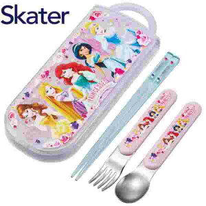 メール便送料無料 スケーター キャラクター トリオセット TACC2AG ディズニー スライド式 日本製 スプーン フォーク 箸箱 食洗機対応 お弁当 給食 ランチ カトラリー かわいい 子供 幼稚園 入