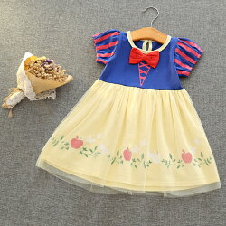 ワンピース半袖膝丈プリンセスお姫様かわいいキュート女の子女児幼児ガール子どもキッズジュニア小学生トップスおしゃれリボンフレア