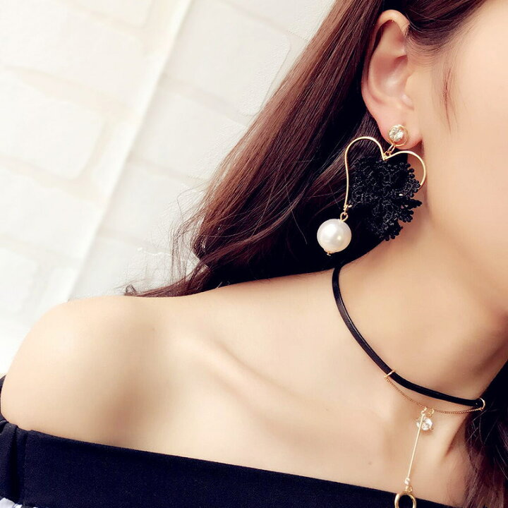 スタッドピアス キャッチピアス おしゃれ かわいい ゆらゆら アクセサリー ジュエリ フェイクパール レディース レース 上品 可愛い 大きめ 揺れる 素敵な アクセサリー