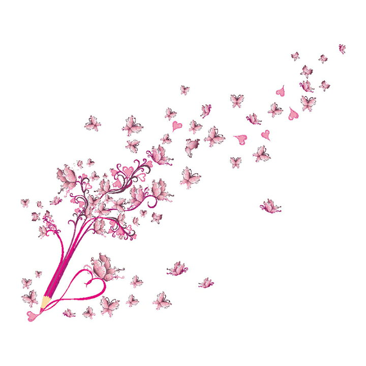 楽天市場 送料無料 ウォールステッカー ウォールシール 壁シール 壁紙シール 壁面装飾 壁装飾 室内装飾 インテリア Diy リビング 子供部屋 寝室 ハート Heart バタフライ 蝶々 ちょうちょう 春 ピンク 可愛い おしゃれ カフェ風 Plus Nao