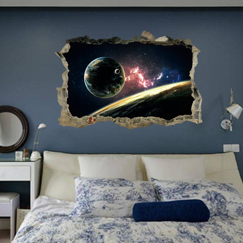 インテリア 寝具 収納 壁紙 壁装飾 お得 ウォールステッカー 送料無料ウォールステッカー 壁紙シール ルームデコレーション トリックアート 立体的 かっこいい はがせる おしゃれ 惑星 星 だまし絵 きれい 宇宙 ３d