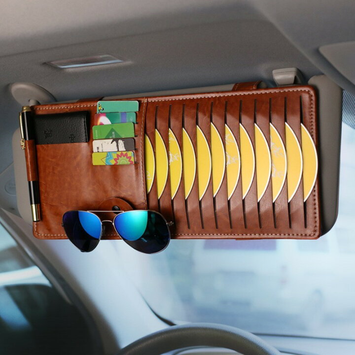車用 サンバイザーケース ディスクケース Cd Vcd収納 サンバイザーポケット サングラスクリップ