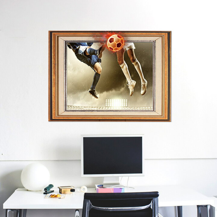 楽天市場 送料無料 ウォールステッカー ウォールシール 壁紙シール サッカー 3d 模様替え 室内装飾 デコレーション おしゃれ かっこいい 雑貨 リビング 寝室 子供部屋 Plus Nao