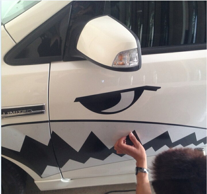 楽天市場 送料無料 カーステッカー カッティングステッカー ボディステッカー 転写式 全車ステッカー ステッカーセット 自動車用 おもしろい 顔 フェイス 鮫 サメ 魚 サカナ フィッシュ 車用品 カー用品 外装 カーアクセサリー ドレスアップ デコレーション カ Plus Nao