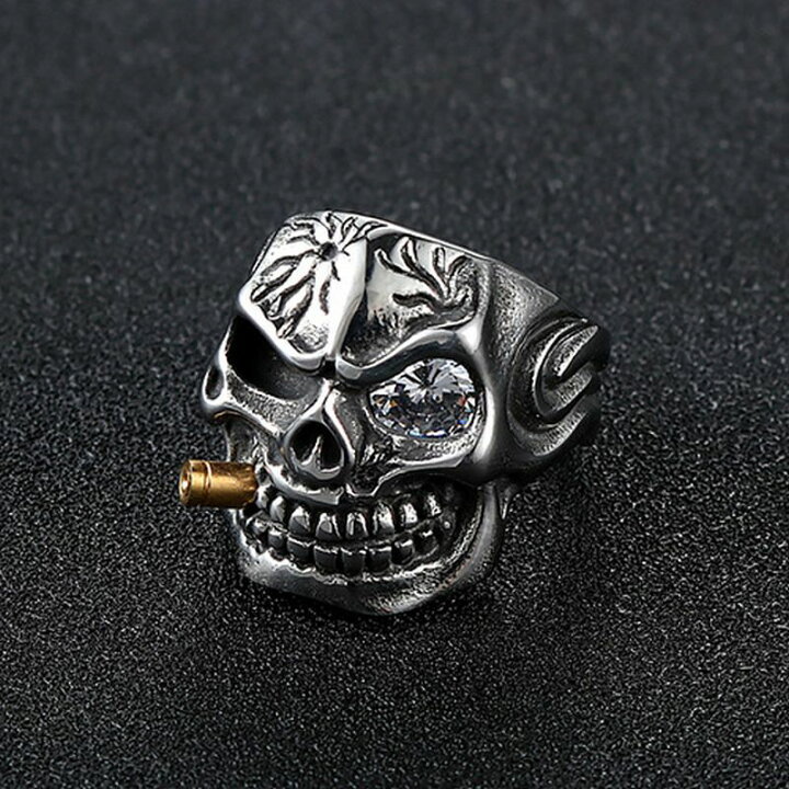 指輪 骸骨 ドクロ ゴツい パンク 彼氏 プレゼント ブラック ツノ 厳つい ファッション通販