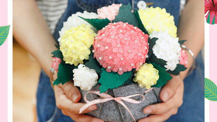 楽天市場 送料無料 手芸キット 素材セット 手芸セット ハンドクラフト ハンドメイド Diy 手作り 飾り物 インテリア 裁縫 フェルト 不織布 鉢植え 花 初心者 入門 玄関 リビング 簡単 趣味 ホビー Plus Nao