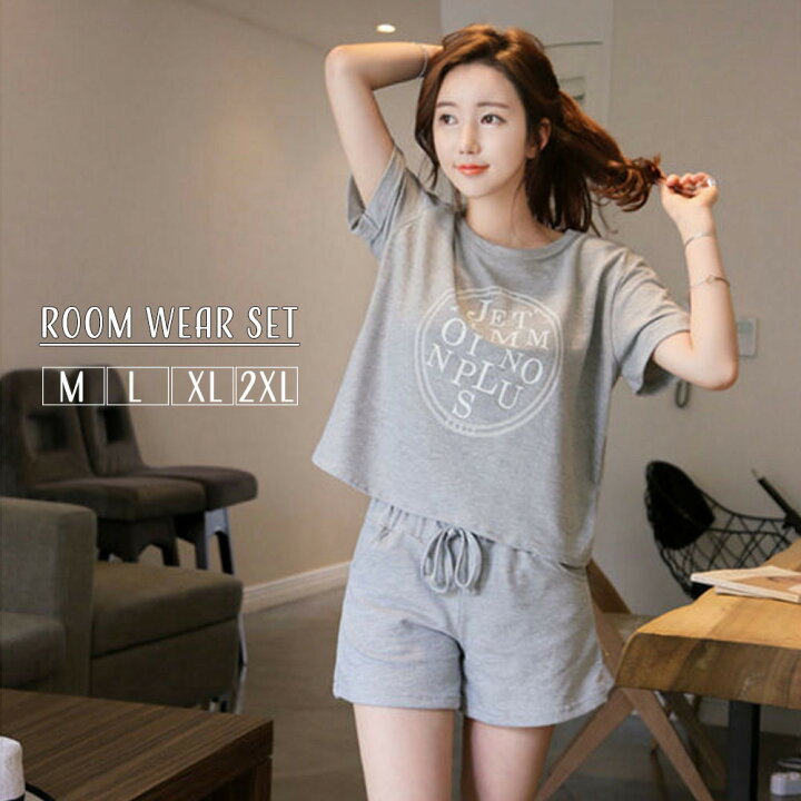 楽天市場 送料無料 上下セット 2点セット 半袖tシャツ ラウンドネック ショートパンツ 短パン レディース カットソー プリントtシャツ ホットパンツ トップス ボトムス セットアップ カジュアル 英語 シンプル おしゃれ 女性用 婦人用 M L Xl 2xl Plus Nao