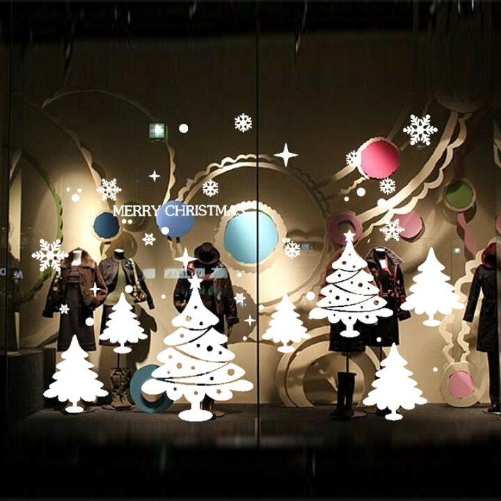 楽天市場 送料無料 ウォールステッカー 壁紙シール ウォールシール クリスマス Merry Christmas クリスマスツリー 雪の結晶 キラキラ 白 ホワイト おしゃれ キレイ かわいい 素敵 Diy 壁面装飾 窓ガラス デコレーション 飾りつけ リビング 寝 Plus Nao