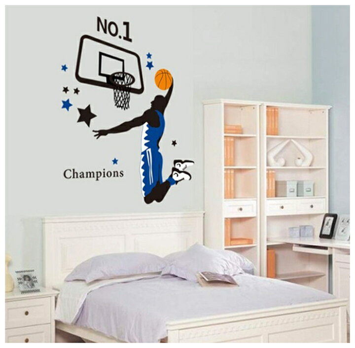 楽天市場 送料無料 ウォールステッカー 壁紙 シール 壁 ウォール バスケ バスケットボール スラムダンク スポーツ はがせる 取り外し ルーム 部屋 寝室 子供部屋 リビング おしゃれ スポーティー ルームデコレーション インテリア 飾り付け Plus Nao