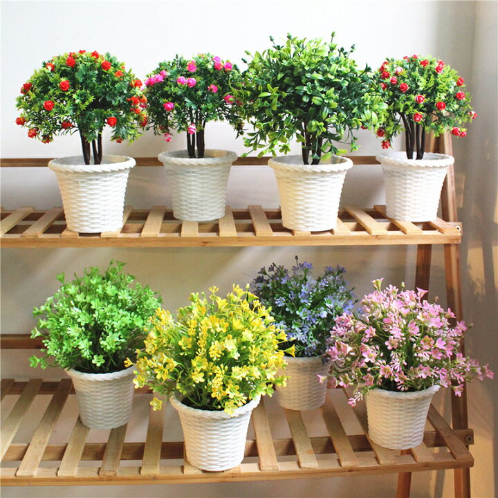 楽天市場 送料無料 人工観葉植物 造花 フェイクグリーン 植物 鉢植え 花 葉っぱ インテリア 雑貨 鉢花 ミニサイズ 枯れない 可愛い おしゃれ プレゼント 記念日 誕生日 Plus Nao