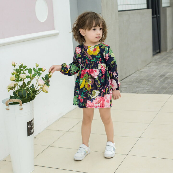 楽天市場 送料無料 ワンピース 子供服 こども ベビー キッズ ワンピース デザイン豊富 カラフル ラウンドネック 長袖 女の子 女児 90 100 110 1 130 Plus Nao