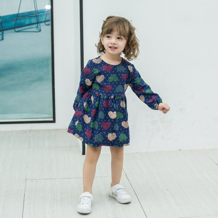 楽天市場 送料無料 ワンピース 子供服 こども ベビー キッズ ワンピース デザイン豊富 カラフル ラウンドネック 長袖 女の子 女児 90 100 110 1 130 Plus Nao