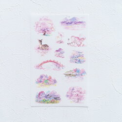 楽天市場 送料無料シールシート 6枚セット シール 雑貨 桜 風景 イラスト 綺麗 キレイ 可愛い かわいい 手紙 手帳 日記 文具 ラッピング Plus Nao