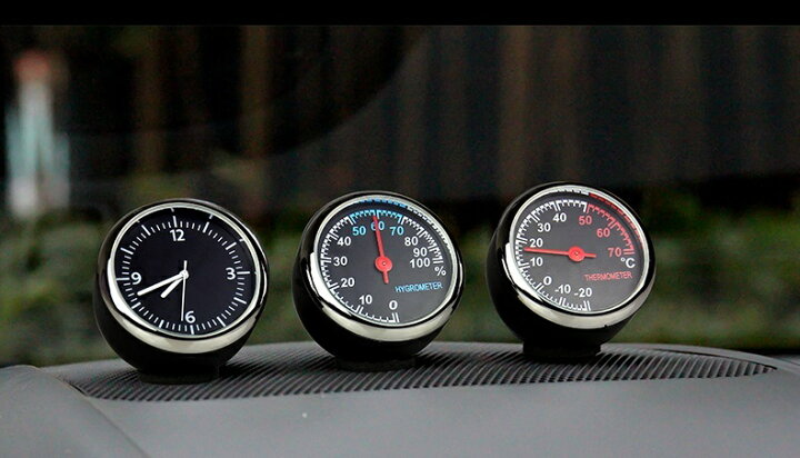 楽天市場 送料無料 カー用品 カーアクセサリー 車載 車用 アナログ 追加メーター風 時計 温度計 湿度計 おしゃれ かっこいい Plus Nao