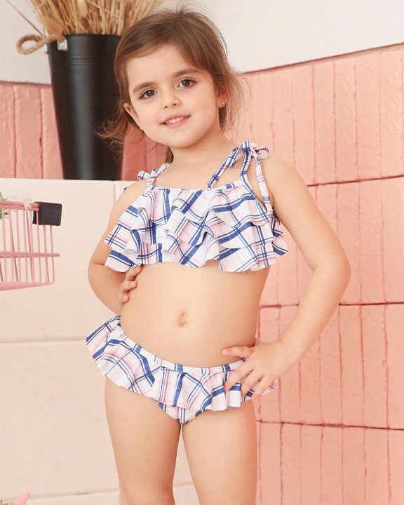 アメリカ直輸入 子供用 2 95cm セパレート ドット ビキニ ピンク ピンナップ フリル プール 可愛い 女の子 水着 海 正規激安 水着
