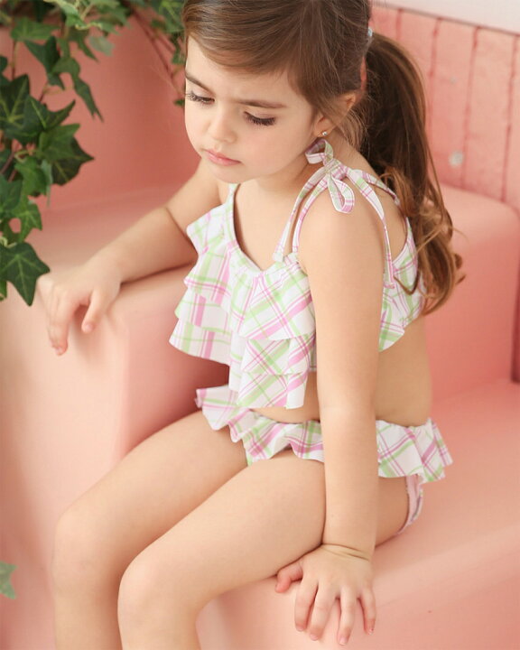 アメリカ直輸入 子供用 2 95cm セパレート ドット ビキニ ピンク ピンナップ フリル プール 可愛い 女の子 水着 海 国内正規総代理店アイテム 水着