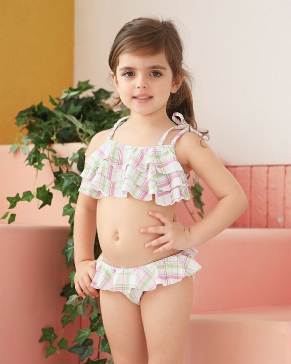 アメリカ直輸入 子供用 2 95cm セパレート ドット ビキニ ピンク ピンナップ フリル プール 可愛い 女の子 水着 海 正規品新品未使用品 水着