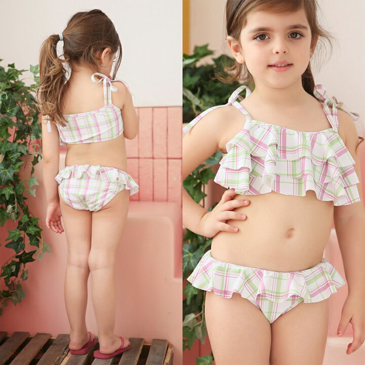 アメリカ直輸入 子供用 2 95cm セパレート ドット ビキニ ピンク ピンナップ フリル プール 可愛い 女の子 水着 海 正規品新品未使用品 水着