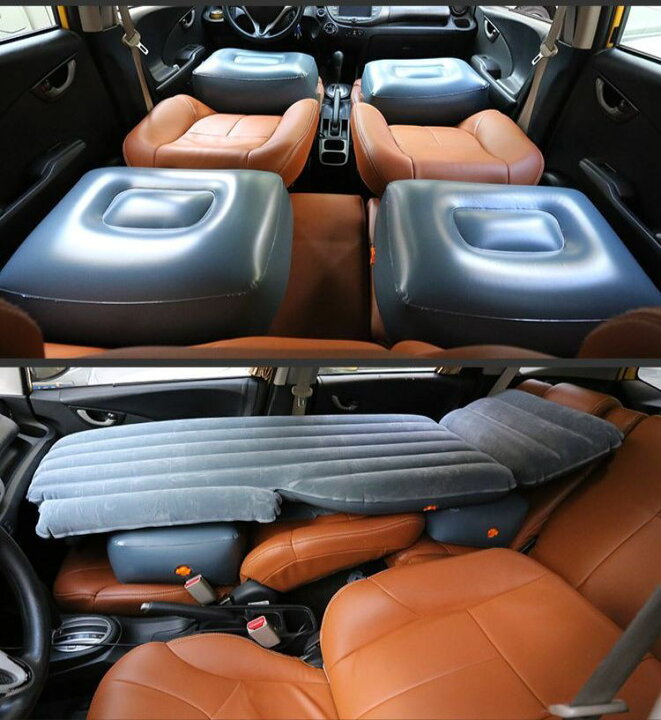 楽天市場 送料無料 エアクッション 空気ポンプ セット 車用品 カー用品 内装パーツ クッション スペースクッション 車中泊 ドライブ 足のばせる 後部座席 空気入れ 快適 Plus Nao