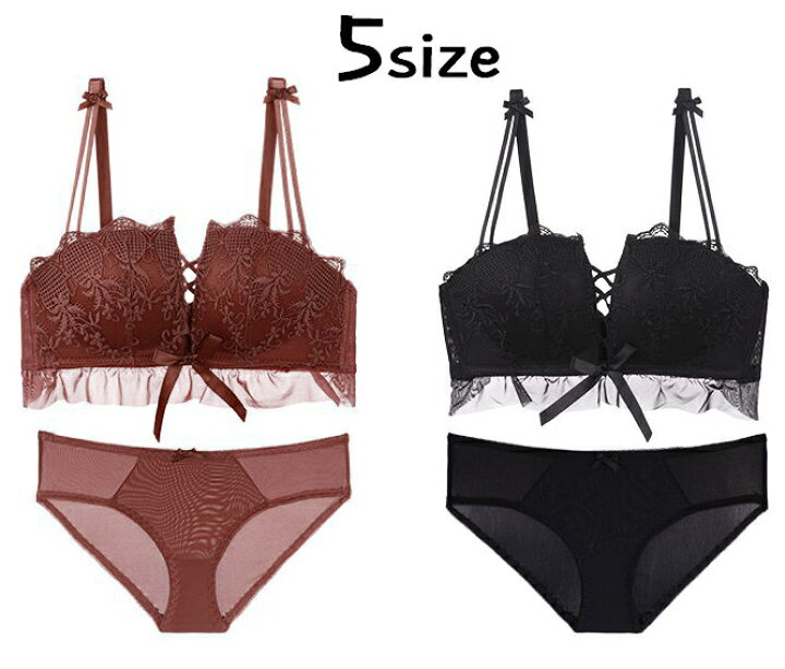 楽天市場 送料無料 ブラジャー ショーツ セット 上下2点セット レディース インナー 下着 4分の3カップブラ スタンダードショーツ ノンワイヤー リボン レース 花柄レース ひも 紐 Aカップ Bカップ Cカップ おしゃれ かわいい キュート セクシー 女性用 Plus Nao