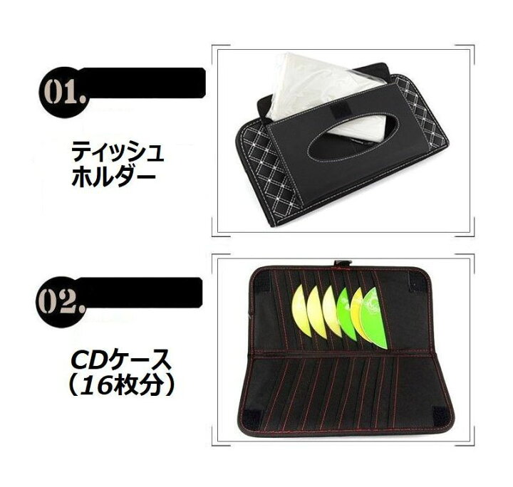 楽天市場 送料無料 車用cdケース ティッシュカバー サンバイザー用 マジックテープ フリーポケット付き 収納 ホルダー カー用品 車用品 チェック柄 赤 白 Plus Nao