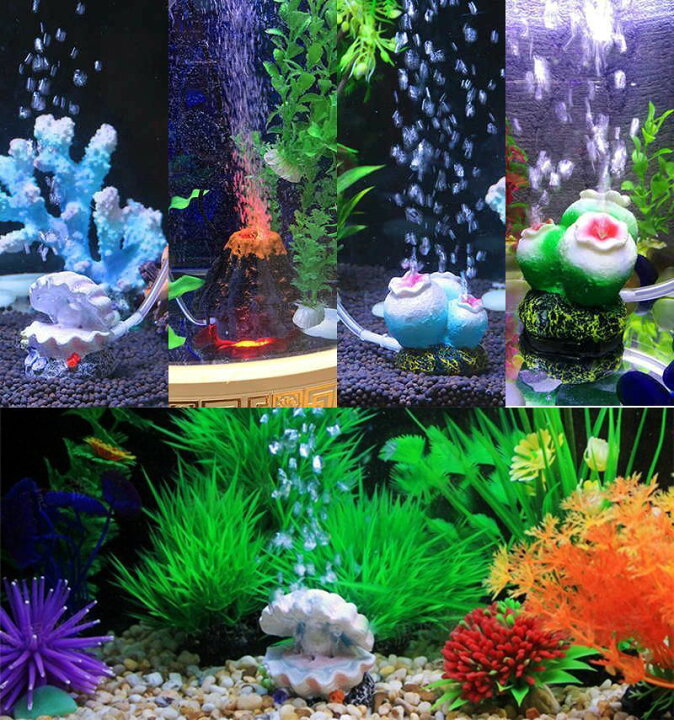 楽天市場 送料無料 アクアリウムオブジェ オブジェ オーナメント 水槽飾り 装飾 貝殻 火山 ブクブク 空気泡 泡を出す エアーポンプ 水槽装飾品 アクアリウム用品 Plus Nao