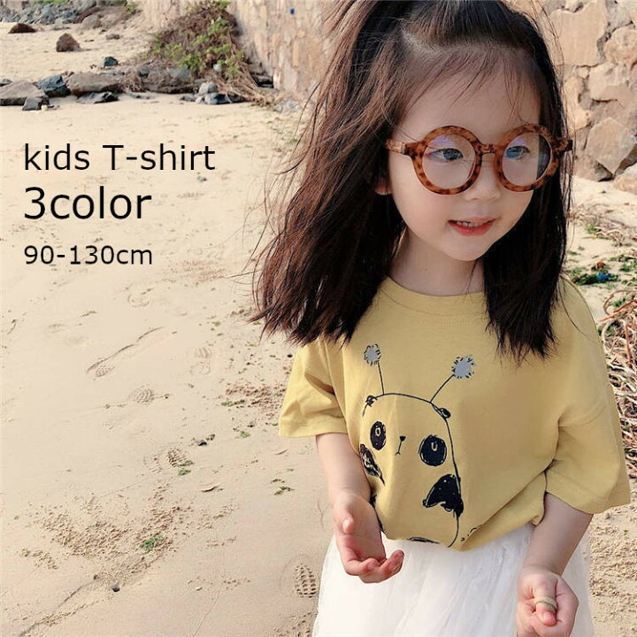楽天市場 送料無料 半袖tシャツ カットソー キッズ プリント イラスト 夏服 子供服 子供用 かわいい 女の子 女児 パンダ イチゴ オレンジ Plus Nao