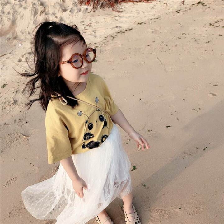 楽天市場 送料無料 半袖tシャツ カットソー キッズ プリント イラスト 夏服 子供服 子供用 かわいい 女の子 女児 パンダ イチゴ オレンジ Plus Nao