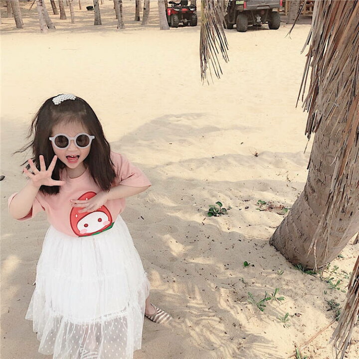 楽天市場 送料無料 半袖tシャツ カットソー キッズ プリント イラスト 夏服 子供服 子供用 かわいい 女の子 女児 パンダ イチゴ オレンジ Plus Nao