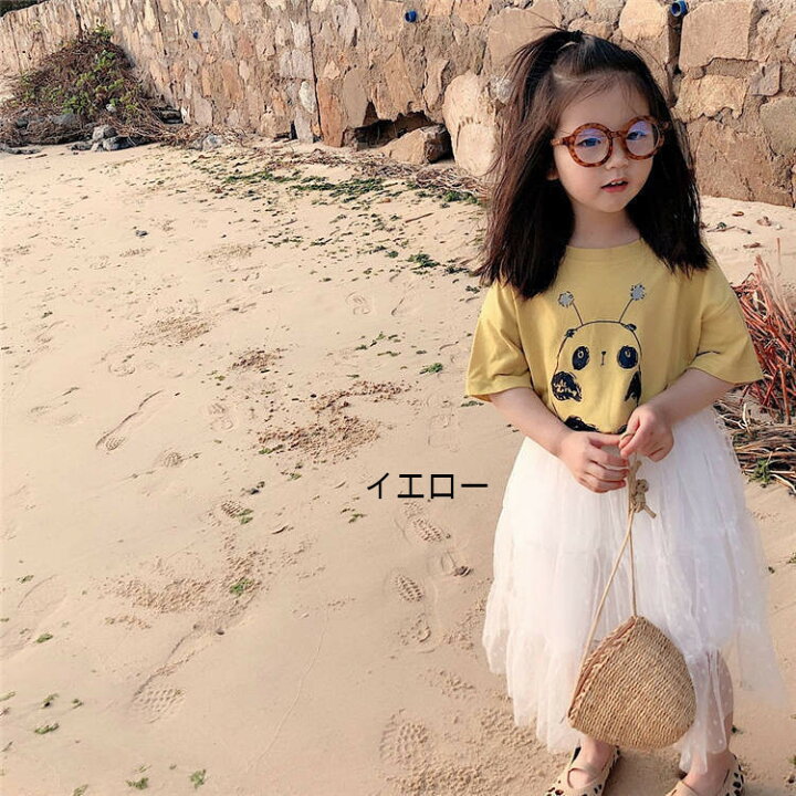 楽天市場 送料無料 半袖tシャツ カットソー キッズ プリント イラスト 夏服 子供服 子供用 かわいい 女の子 女児 パンダ イチゴ オレンジ Plus Nao