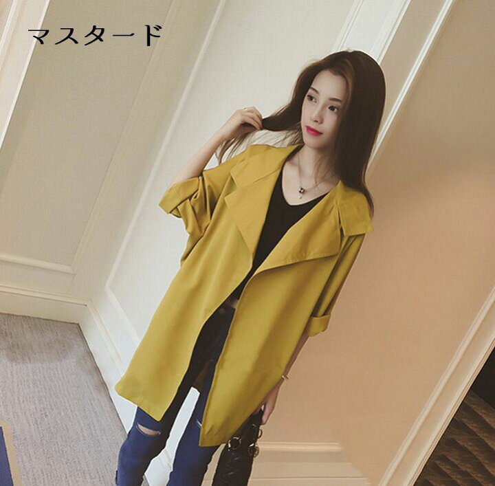 楽天市場 送料無料スプリングコート アウター コート 七分袖 テーラード風 レディース ミディアム丈 羽織物 無地 シンプル カジュアル お洒落 着回し 通勤コーデ 大人コーデ 綺麗 春 夏 Plus Nao