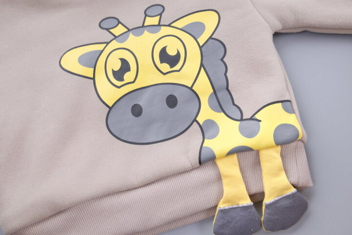 楽天市場 送料無料 トレーナー 子供 キッズ ベビー 男の子 女の子 トップス 子供服 長袖 ロングtシャツ ラウンドネック 袖ゴム キリン 足付き クマ ベアー ボア 起毛 裏起毛 ふわふわ かわいい 単色 イラスト入り カジュアル 定番 ヘビロテ かっこいい Plus Nao