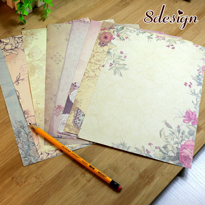 楽天市場 送料無料 便箋 便せん レター用紙 レターペーパー メモ用紙 文房具 文具 イラスト 花 花柄 上品 おしゃれ 大人っぽい 可愛い かわいい ステーショナリー Plus Nao
