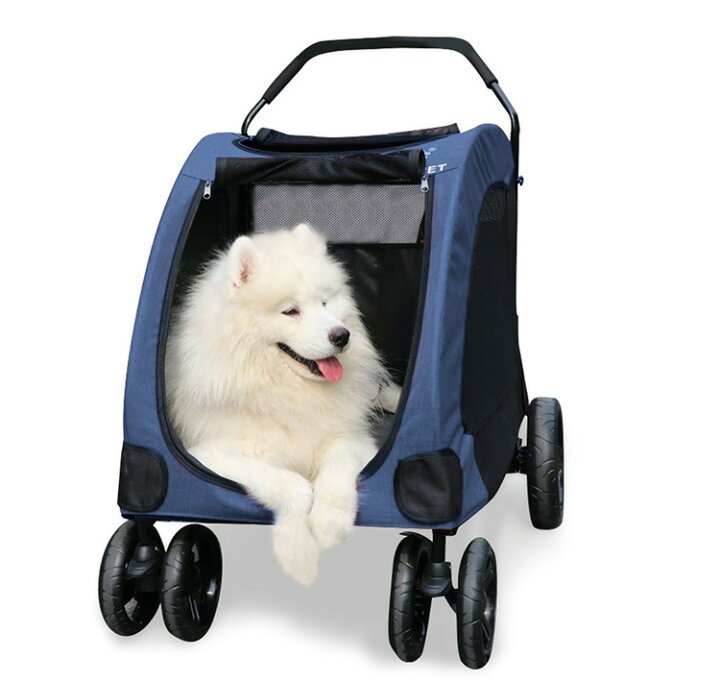 楽天市場 送料無料 ペットカート ペットバギー Dodopet 大型犬 多頭飼い 中型犬 小型犬 4輪 折りたたみ 省スペース バギー ドッグカート キャスター 猫 ペット用品 シンプル 無地 Plus Nao