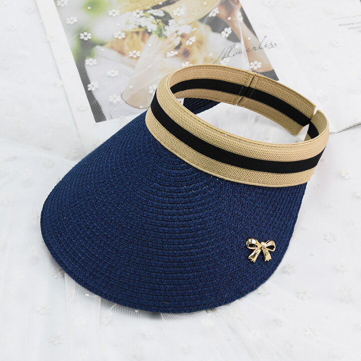 送料無料 サンバイザー おしゃれ お出かけ かわいい チャーム ライン入り リボン レディース 上品 女性 帽子 日焼け対策 紫外線対策 女の子向けプレゼント集結 レディース