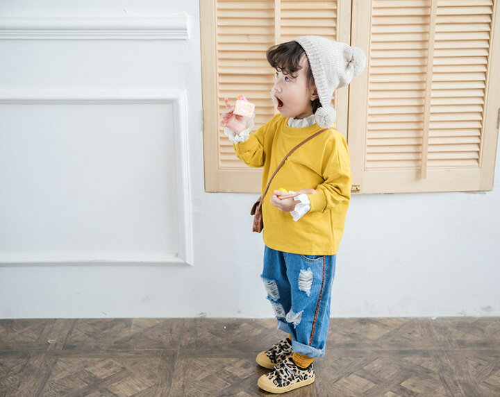 楽天市場 送料無料 トレーナー 重ね着風 トップス キッズ 子供服 女の子 80 1cm 長袖 フリルカラー シンプル かわいい おしゃれ 秋冬 Plus Nao
