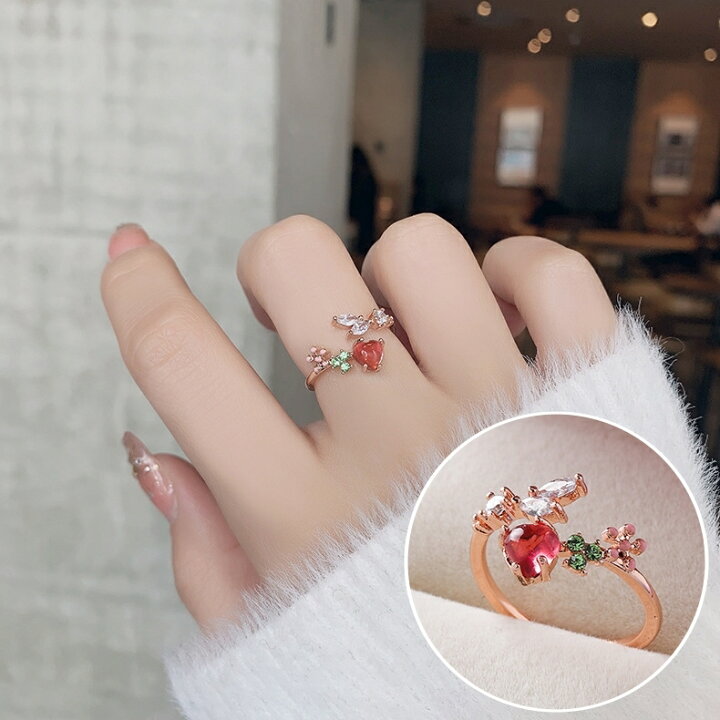 楽天市場 送料無料 指輪 ファッションリング オープンリング レディース アクセサリー ビジュー ラインストーン キラキラ ハート 華奢 2連風 重ね付け風 カジュアル シンプル プレゼント ギフト 贈り物 お祝い 記念日 誕生日 デート 女子会 パーティー 入学 Plus Nao