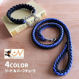 送料無料 リード ハーフチョーク セット リーシュ 首輪 牽引 ロープ 犬 中型犬 大型犬 お散歩 お出掛け 犬用品 ペットグッズ シンプル 無地 単色
