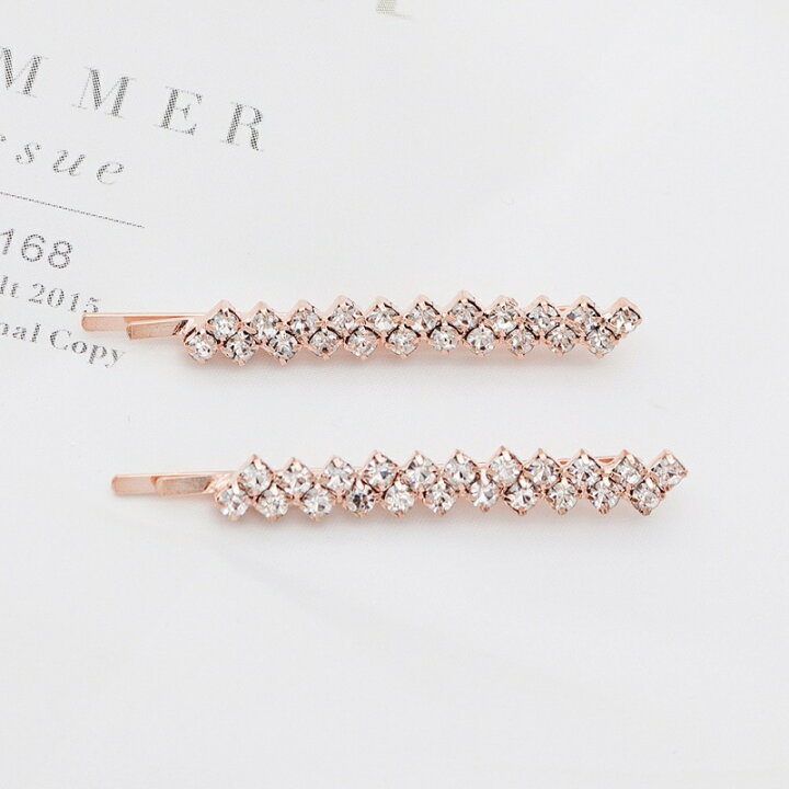 2個1セット 1粒 ストーン 付き ストーン シンプル ヘアピン ピンク 